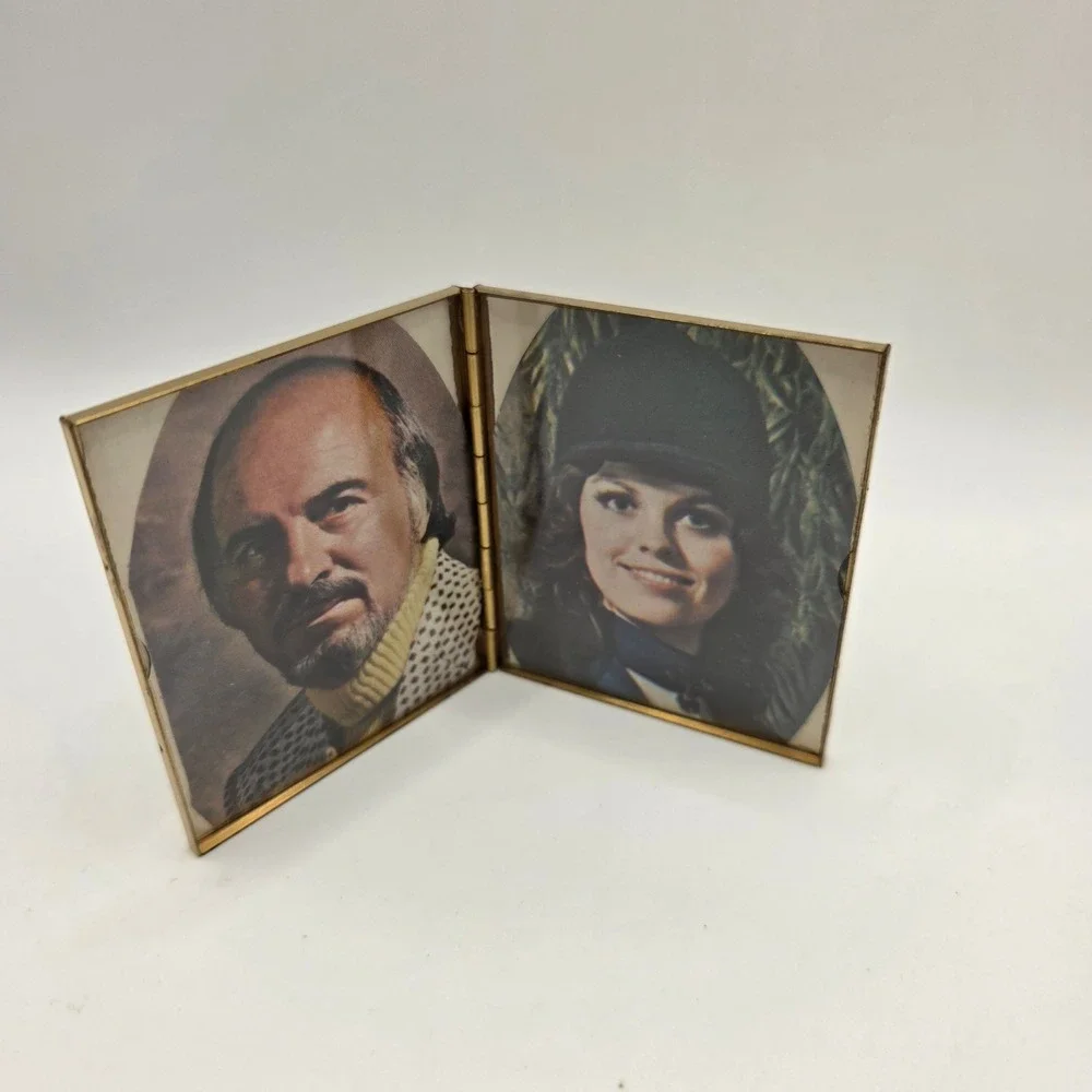 Vtg MCM Butterfly Enamel Vanity Set 4pc Pill Box Card Case‎ Mirror Picture Frame